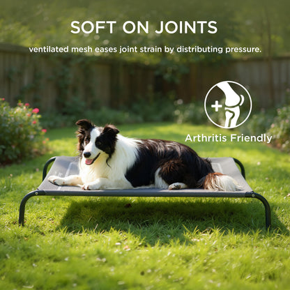 Bedsure Outdoor Elevated Cooling Dog Bed Large Sized Dog, 49in Grey