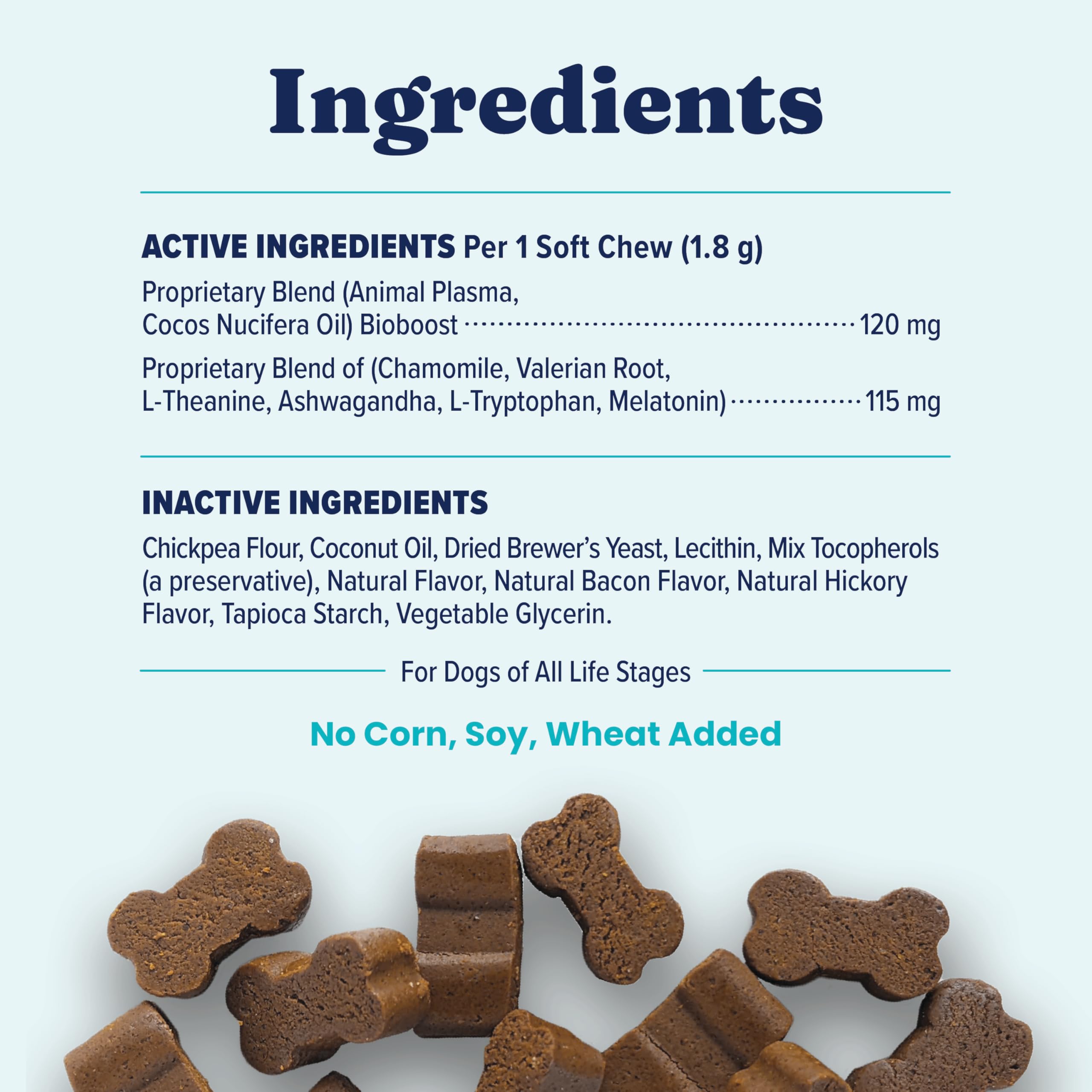 Solid Gold Calming Chews for Dogs - Dog Calming Chews w/Melatonin for Separation, Stress & Hyperactivity Relief - Supports Relaxation for Travel, Fireworks & Storms - All Ages & Sizes - Bacon 120ct