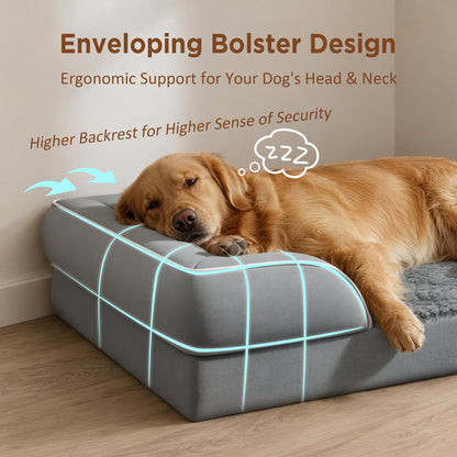 Comfort Expression Orthopedic Dog Bed – CertiPUR-US Foam, 3-Sided Bolster & Washable Cover (XL)