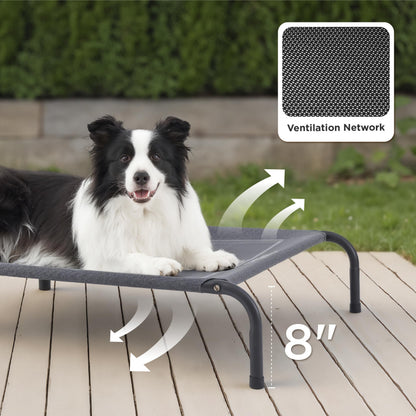 Bedsure Outdoor Elevated Cooling Dog Bed Large Sized Dog, 49in Grey