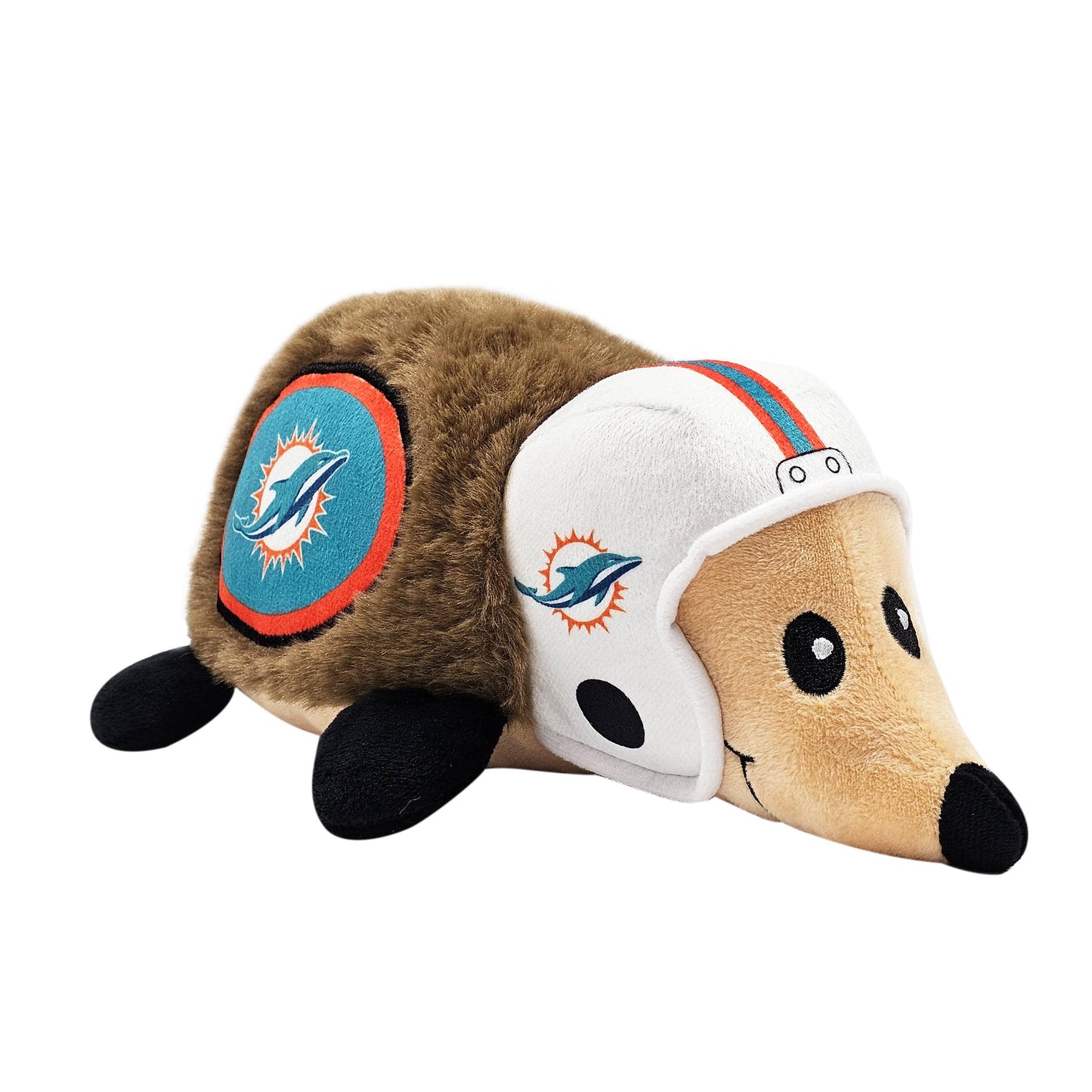 NFL Miami Dolphins Plush Hedgehog Toy for Dogs & Cats, Cool Soft Pet Toy for Fun and Interactive Play, Dog Chew Toy with Squeaker, Licensed Hot Pet Toy