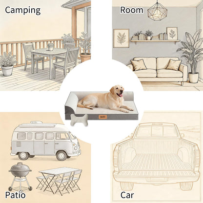 WARKEY Cooling Gel Memory Foam Dog Bed – Orthopedic, Waterproof & Washable (Large)