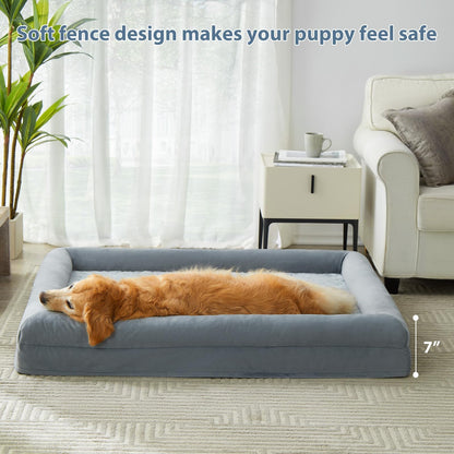WNPETHOME XL Orthopedic Dog Bed – Washable, Waterproof & Bolster Sofa Style (Large)