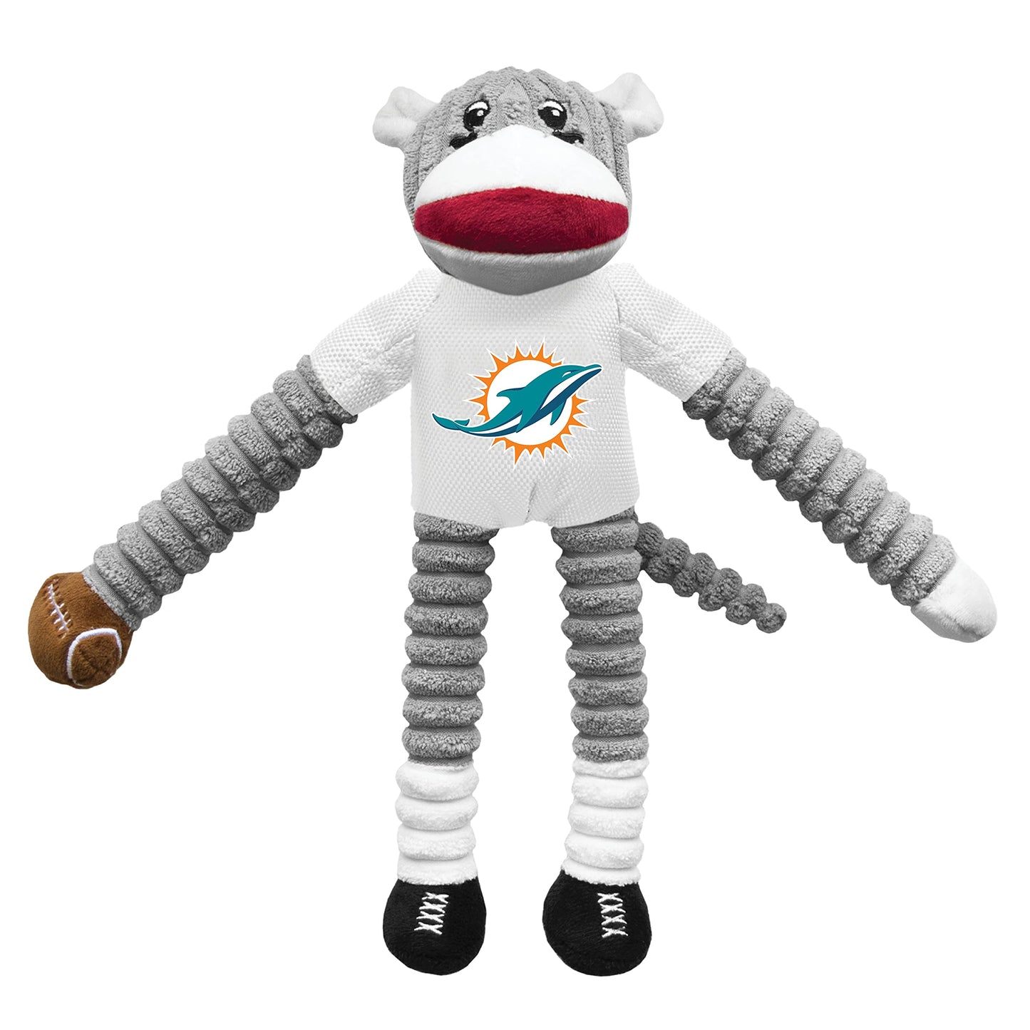 Littlearth NFL Miami Dolphins Sock Monkey Pet Toy – Official Team Colors