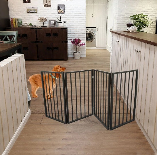 Foldable Wooden Dog Gate for Doorways — No-Install Pet Barrier