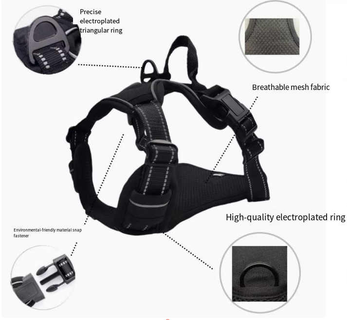 Reflective Dog Harness – Adjustable Nylon Chest & Back Harness for Dogs