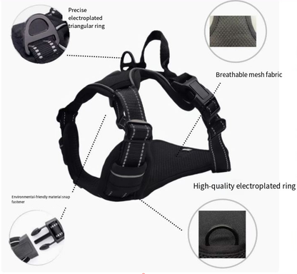 Reflective Dog Harness – Adjustable Nylon Chest & Back Harness for Dogs