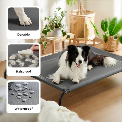 Bedsure Outdoor Elevated Cooling Dog Bed Large Sized Dog, 49in Grey