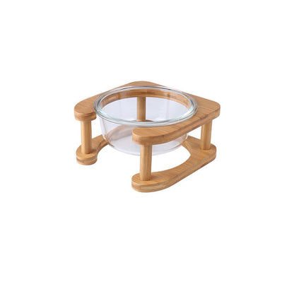 Glass Cat Bowl and Dog Bowl with Neck Support (Double)