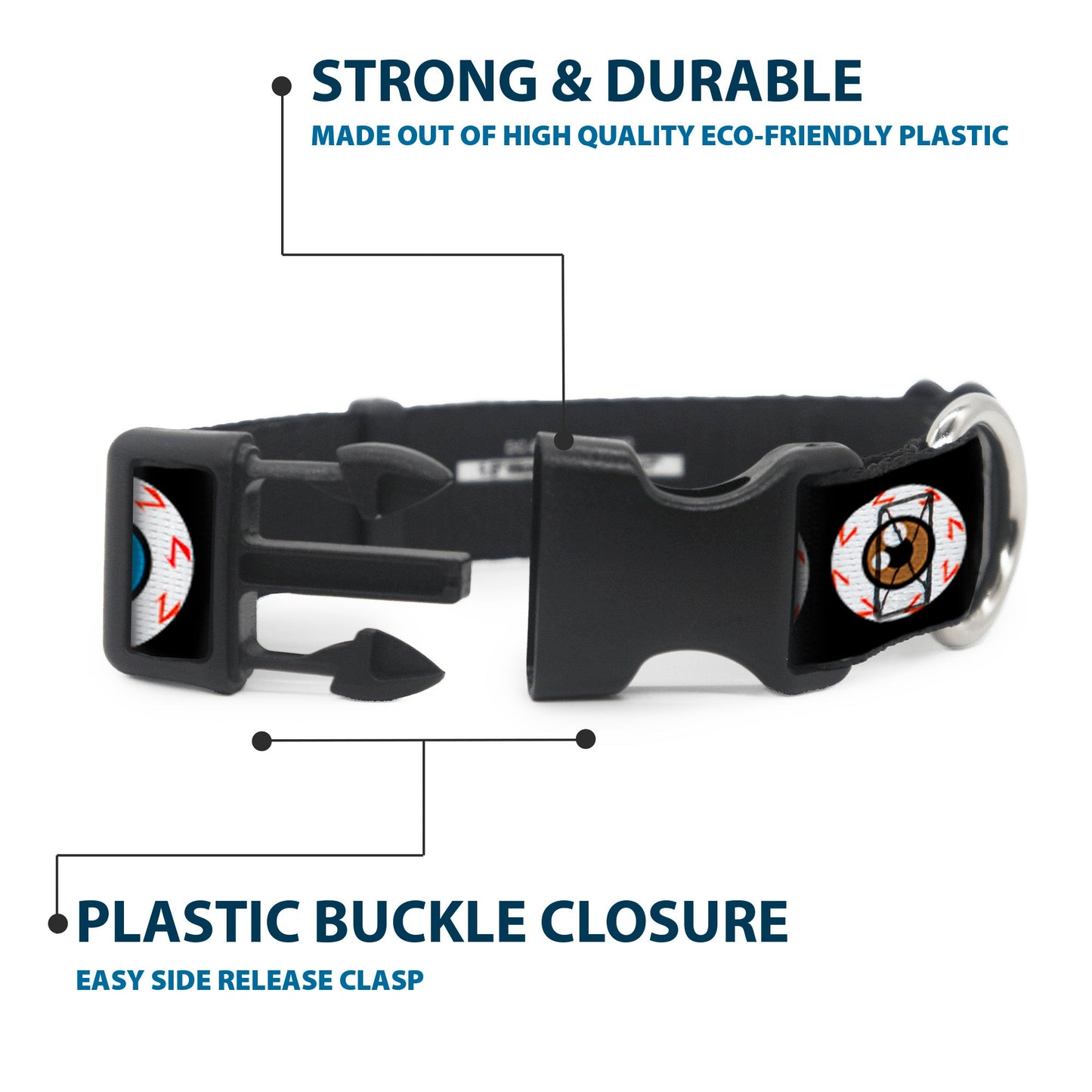 Plastic Clip Collar - Eyeballs Black/Multi Color