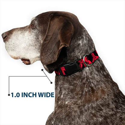 Plastic Clip Collar - Peace Dots Black/Fuchsia