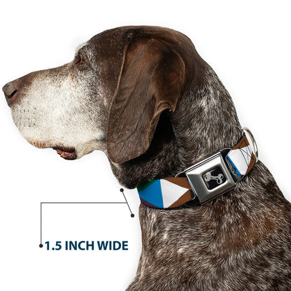 Dog Bone Seatbelt Buckle Collar - Geometric Triangle Blocks Multi Color