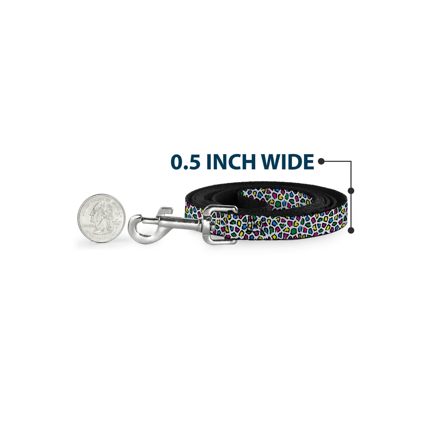 Dog Leash - Leopard White/Multi Color