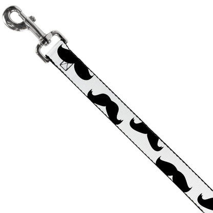 Dog Leash - Mustaches White/Black