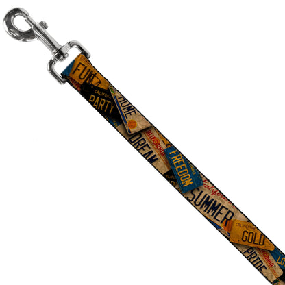 Dog Leash - Cali License Plates Stacked Vintage