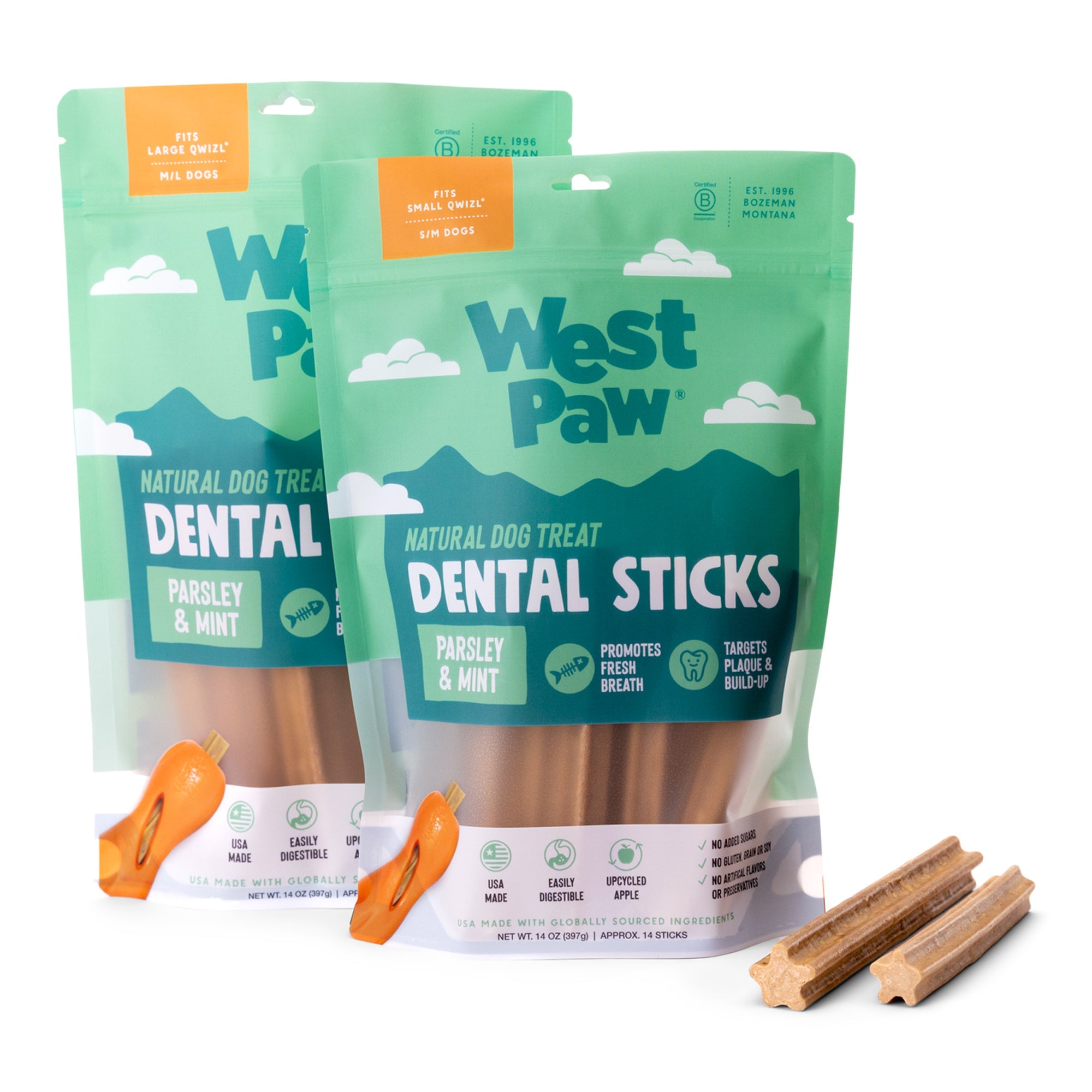 West Paw Natural Dental Sticks Large Dog Treats