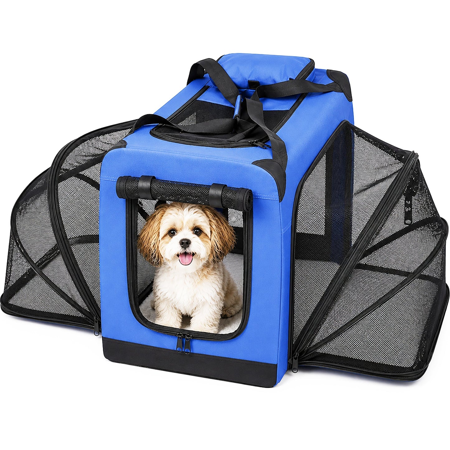 Pet Life ®  'Hounda Accordion' Metal Framed Soft-Folding Collapsible Dual-Sided Expandable Pet Dog Crate
