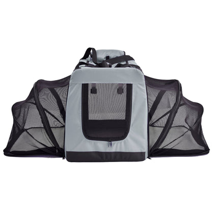 Pet Life ®  'Hounda Accordion' Metal Framed Soft-Folding Collapsible Dual-Sided Expandable Pet Dog Crate