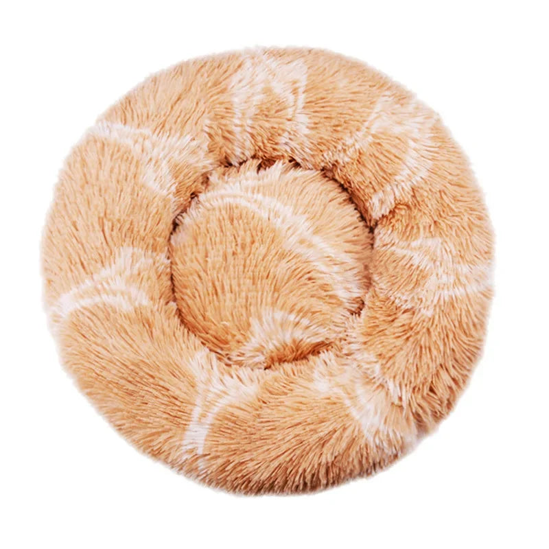 Round Plush Dog & Cat Bed | Non-Slip | Machine Washable | 6 Sizes