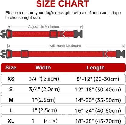 Nylon Dog Collar | Adjustable Buckle | Single or 2-Pack | Sizes XS–XL