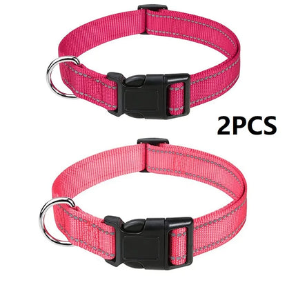 Nylon Dog Collar | Adjustable Buckle | Single or 2-Pack | Sizes XS–XL