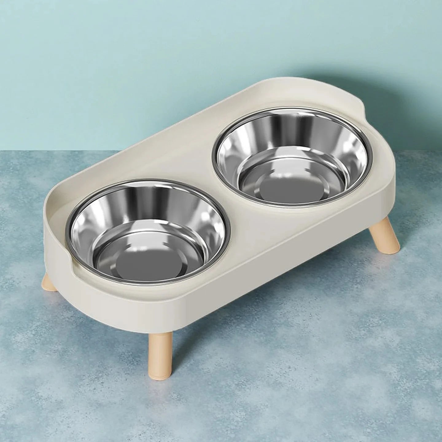 Elevated Dual Bowl Pet Feeder | Stainless Steel | Neck Support | 5 Colors