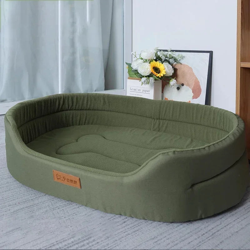 Square Dog Sofa Bed | Coral Fleece | Waterproof Inner Pad | Washable | S–XXL