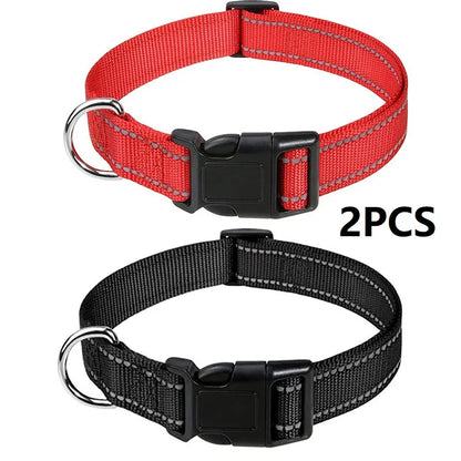 Nylon Dog Collar | Adjustable Buckle | Single or 2-Pack | Sizes XS–XL