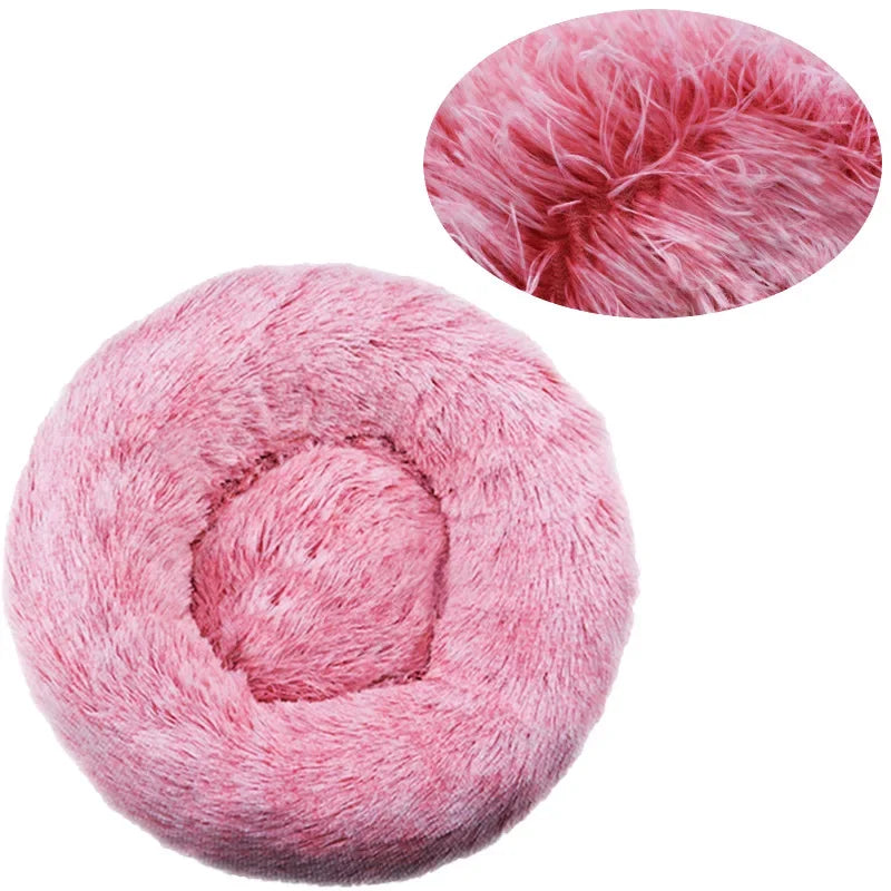 Round Plush Dog & Cat Bed | Non-Slip | Machine Washable | 6 Sizes