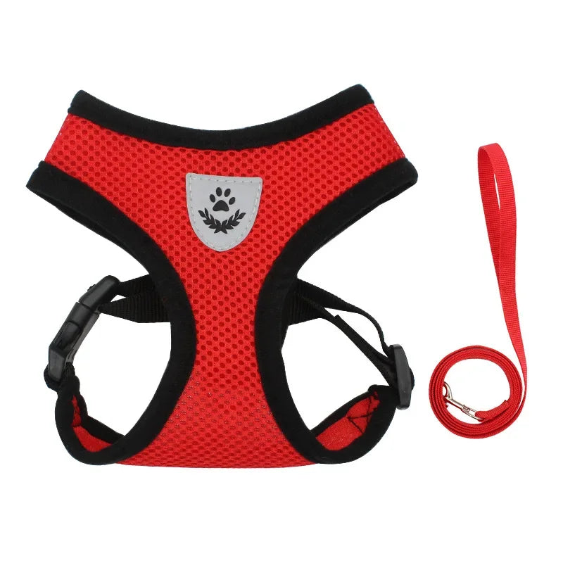 Breathable Mesh Small Dog & Cat Harness with Leash | Reflective | Sizes S–XL