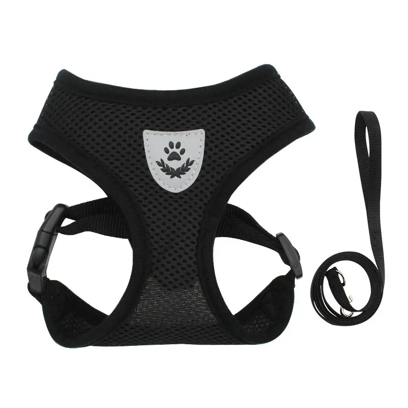 Breathable Mesh Small Dog & Cat Harness with Leash | Reflective | Sizes S–XL