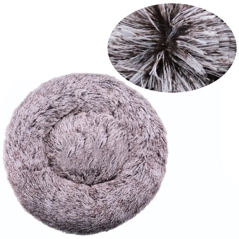 Round Plush Dog & Cat Bed | Non-Slip | Machine Washable | 6 Sizes