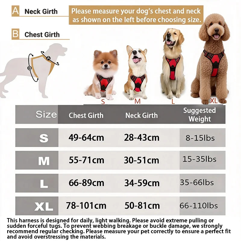 No-Pull Front Clip Dog Harness | Reflective | Handle | All Sizes