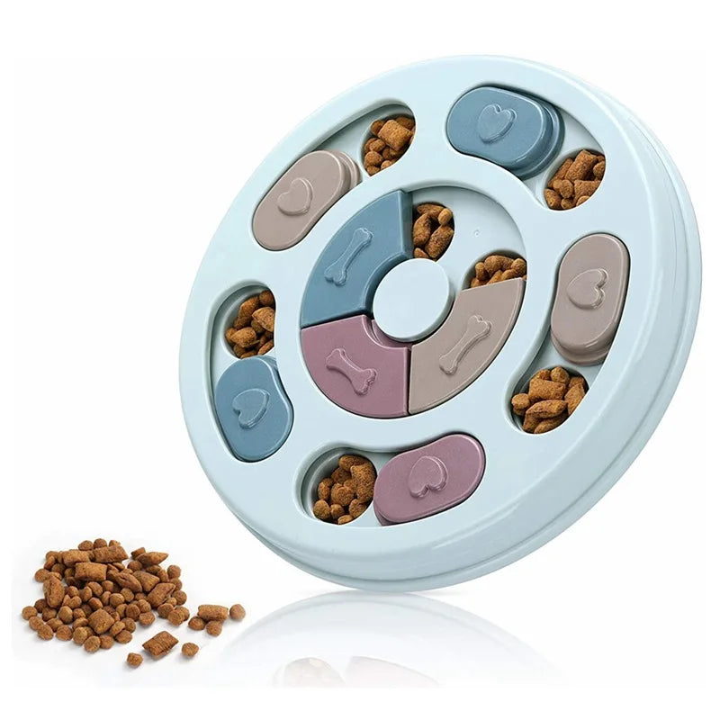 Slow Feeder Dog Bowl | Interactive Puzzle Feeding Toy | Blue & Pink