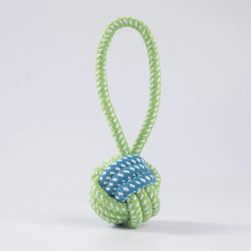 Interactive Cotton Rope Dog Toy | Chew & Tug | Toothbrush Ball | Small & Large Dogs