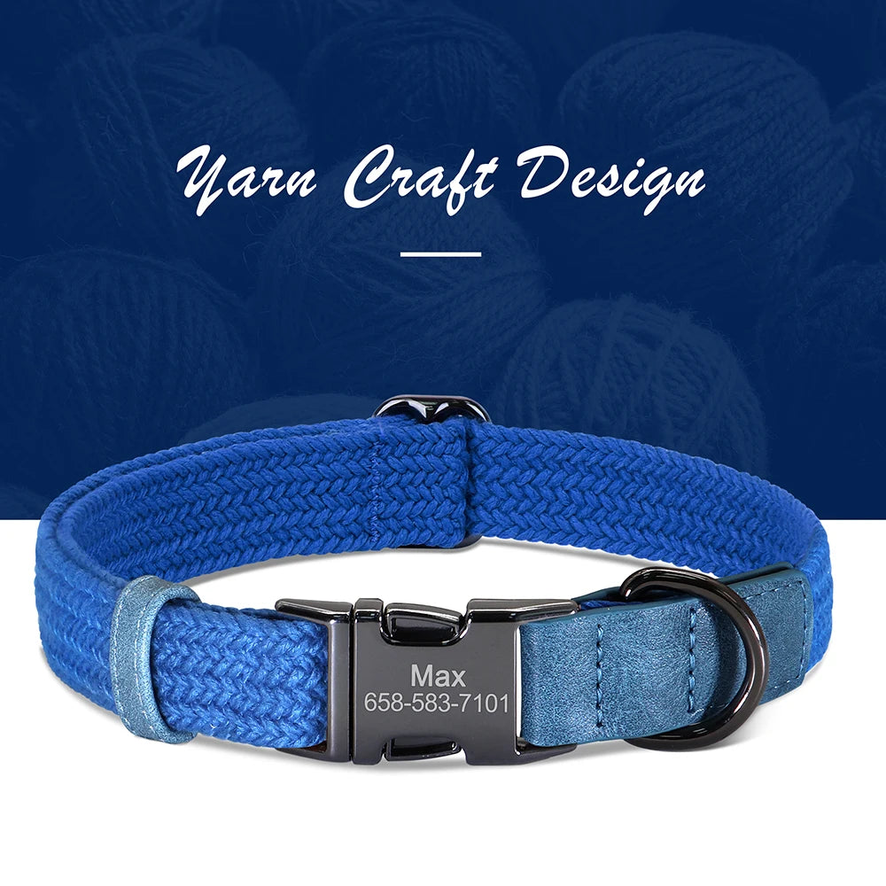 Custom Engraved Dog Collar | Personalized Name & Phone | Nylon | Sizes S–L
