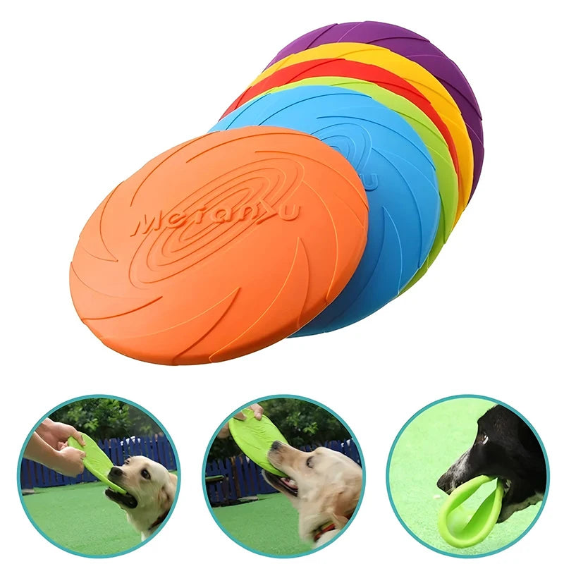 Silicone Flying Disc Dog Toy | Chew-Resistant TPR | 3 Sizes | 6 Colors