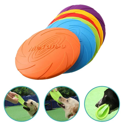 Silicone Flying Disc Dog Toy | Chew-Resistant TPR | 3 Sizes | 6 Colors