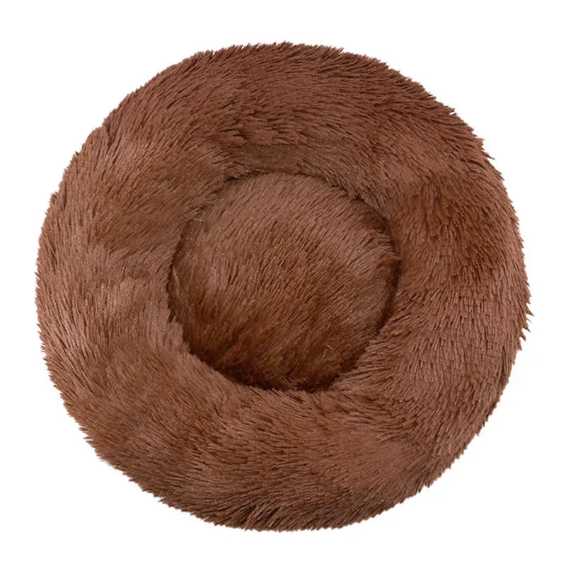 Round Plush Dog & Cat Bed | Non-Slip | Machine Washable | 6 Sizes