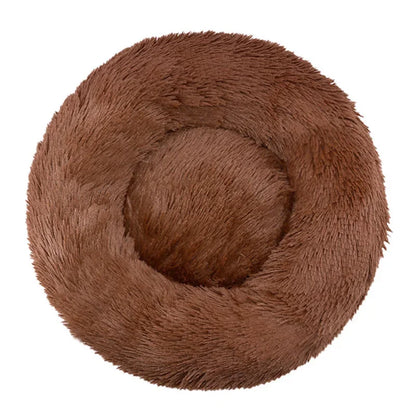 Round Plush Dog & Cat Bed | Non-Slip | Machine Washable | 6 Sizes