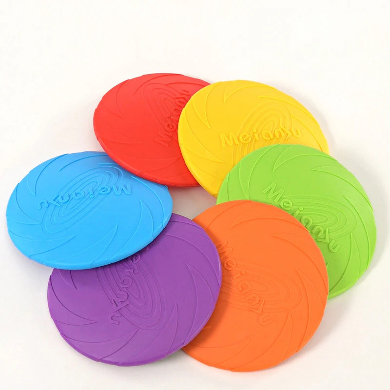 Silicone Flying Disc Dog Toy | Chew-Resistant TPR | 3 Sizes | 6 Colors