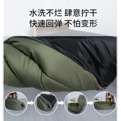 Square Dog Sofa Bed | Coral Fleece | Waterproof Inner Pad | Washable | S–XXL