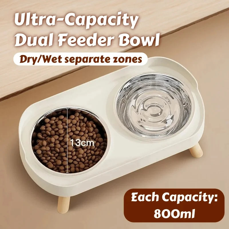 Elevated Dual Bowl Pet Feeder | Stainless Steel | Neck Support | 5 Colors