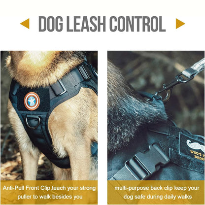 Tactical Dog Harness | No-Pull | Handle | Hook & Loop Panels | Sizes S–XL