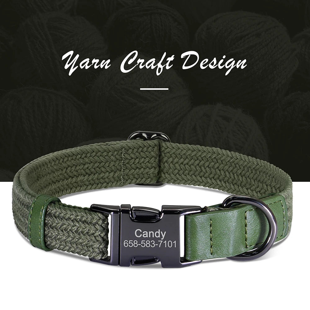 Custom Engraved Dog Collar | Personalized Name & Phone | Nylon | Sizes S–L