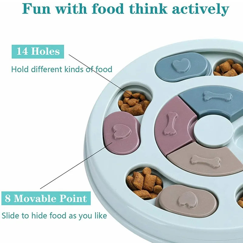 Slow Feeder Dog Bowl | Interactive Puzzle Feeding Toy | Blue & Pink