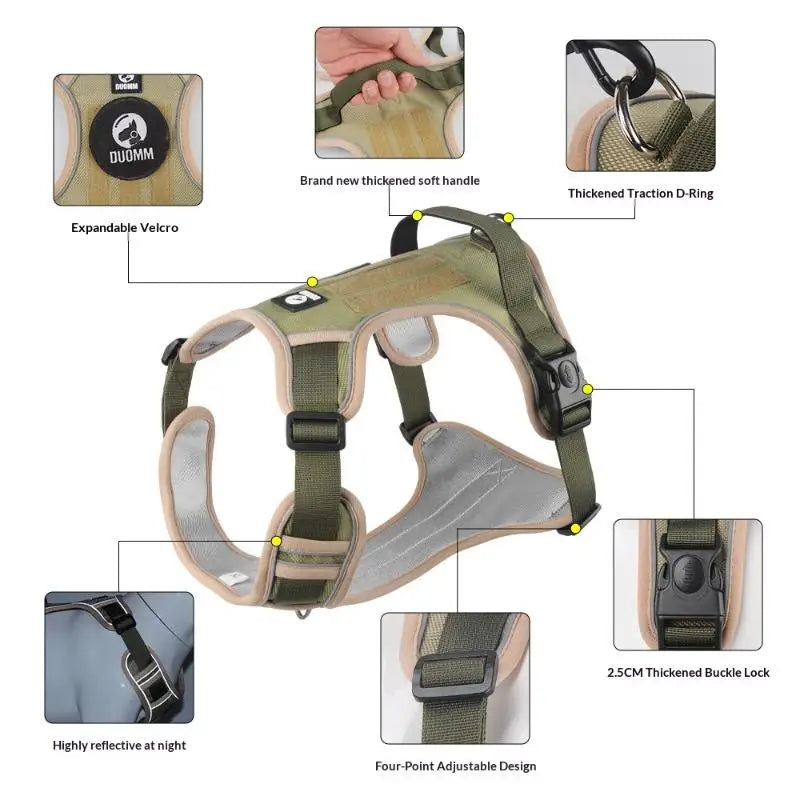 Reflective Tactical Dog Harness | Oxford Cloth | Medium & Large Dogs | Sizes S–XL