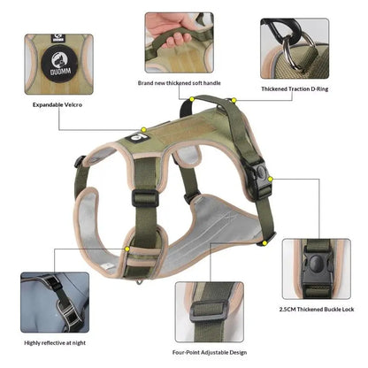 Reflective Tactical Dog Harness | Oxford Cloth | Medium & Large Dogs | Sizes S–XL
