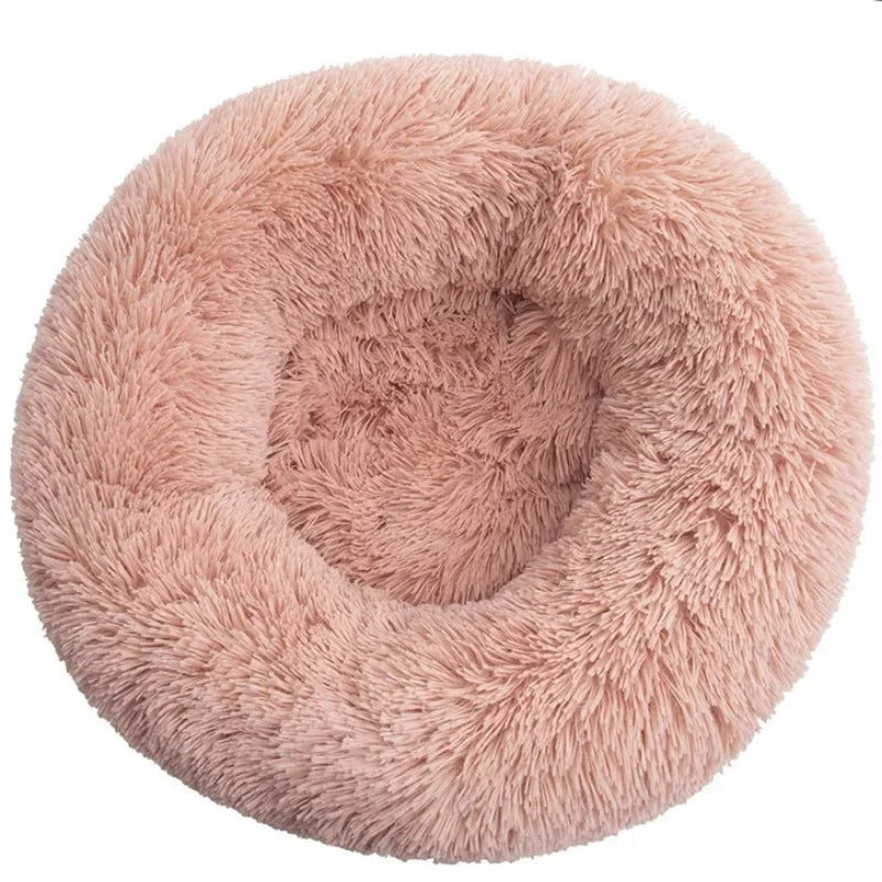 Round Plush Dog & Cat Bed | Non-Slip | Machine Washable | 6 Sizes