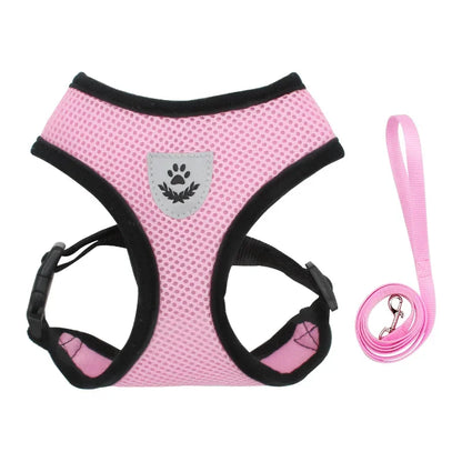 Breathable Mesh Small Dog & Cat Harness with Leash | Reflective | Sizes S–XL